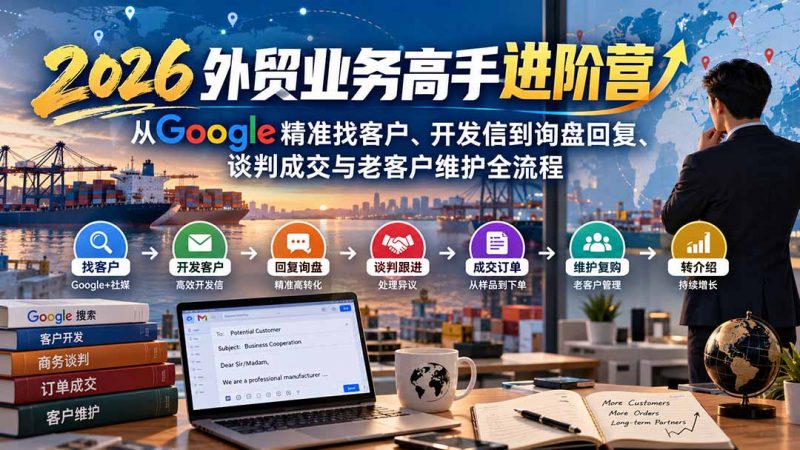2026外贸业务高手进阶营：从Google精准找客户、开发信到询盘回复、谈判成交与老客户维护全流程-玻哥网络技术工作室