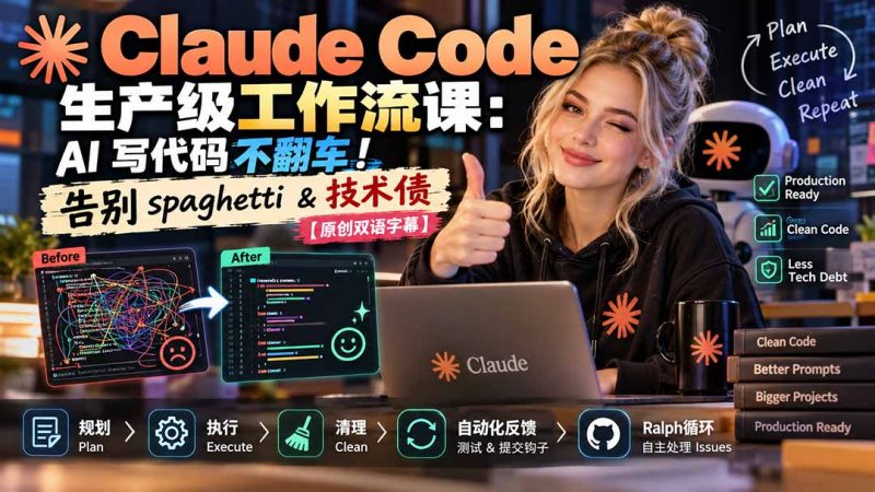 Claude Code 生产级工作流课：AI 写代码不翻车！告别 spaghetti & 技术债【原创双语字幕】-玻哥网络技术工作室