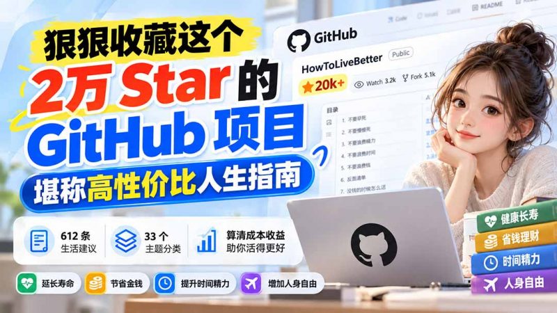 狠狠收藏这个 2 万 Star 的 GitHub 项目，堪称高性价比人生指南。-玻哥网络技术工作室