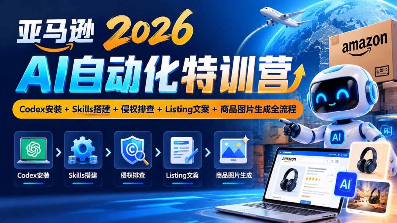 亚马逊2026AI自动化-10月特训营：Codex安装+Skills搭建+侵权排查+Listing文案+商品图片生成全流程-玻哥网络技术工作室
