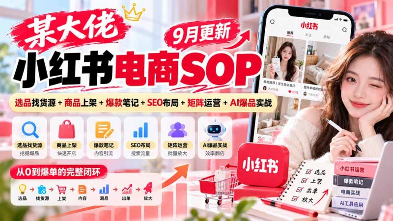某大佬小红书电商SOP｜9月更新：选品找货源+商品上架+爆款笔记+SEO布局+矩阵运营+AI爆品实战-玻哥网络技术工作室