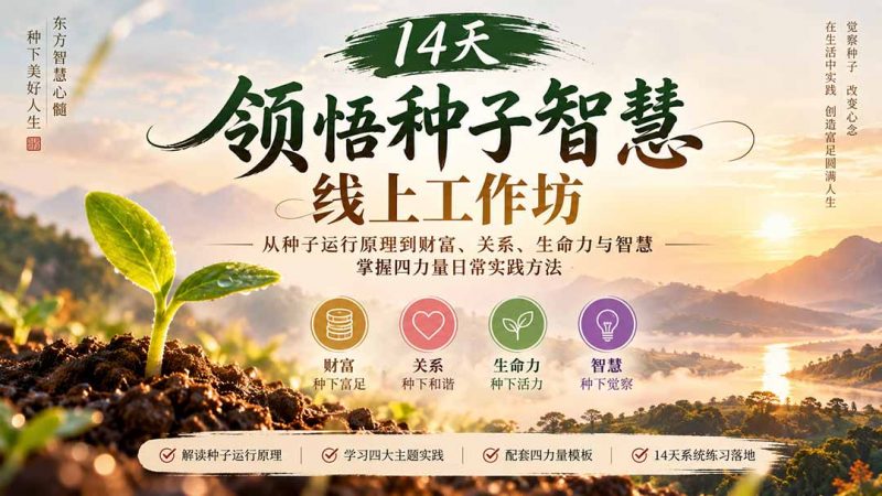 14天领悟种子智慧线上工作坊｜从种子运行原理到财富、关系、生命力与智慧，掌握四力量日常实践方法-玻哥网络技术工作室