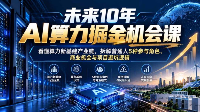 未来10年AI算力掘金机会课：看懂算力新基建产业链，拆解普通人5种参与角色、商业机会与项目避坑逻辑-玻哥网络技术工作室