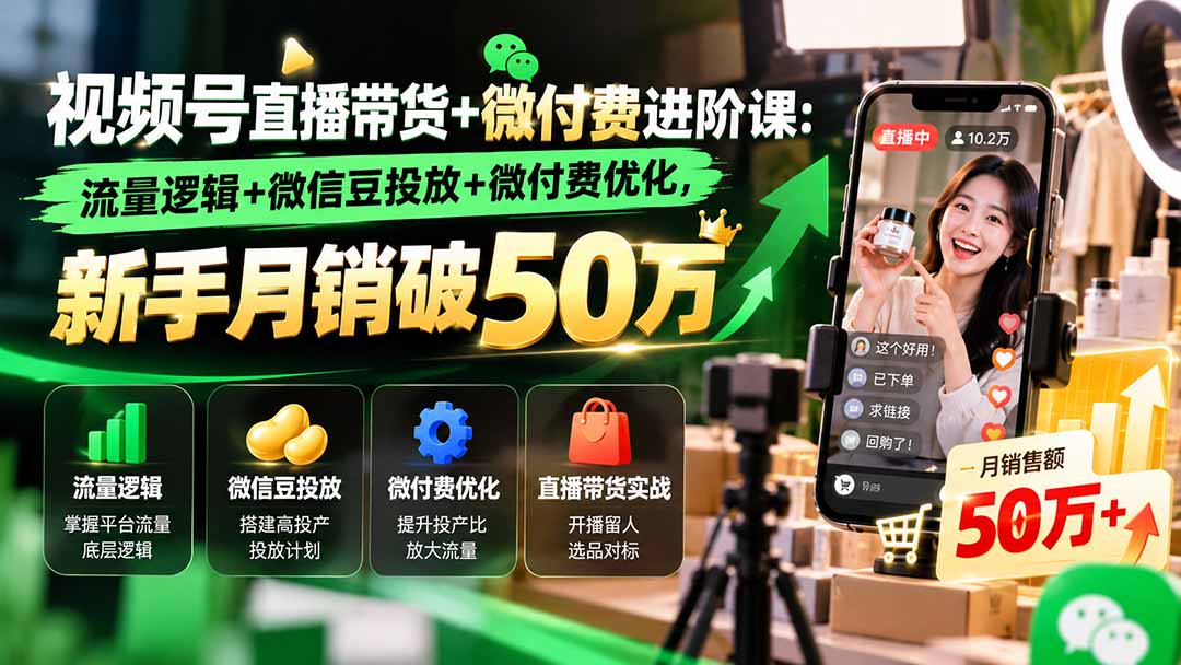 图片[2]-视频号直播带货+微付费进阶课-更新1010：流量逻辑+微信豆投放+微付费优化，新手月销破50万-玻哥网络技术工作室