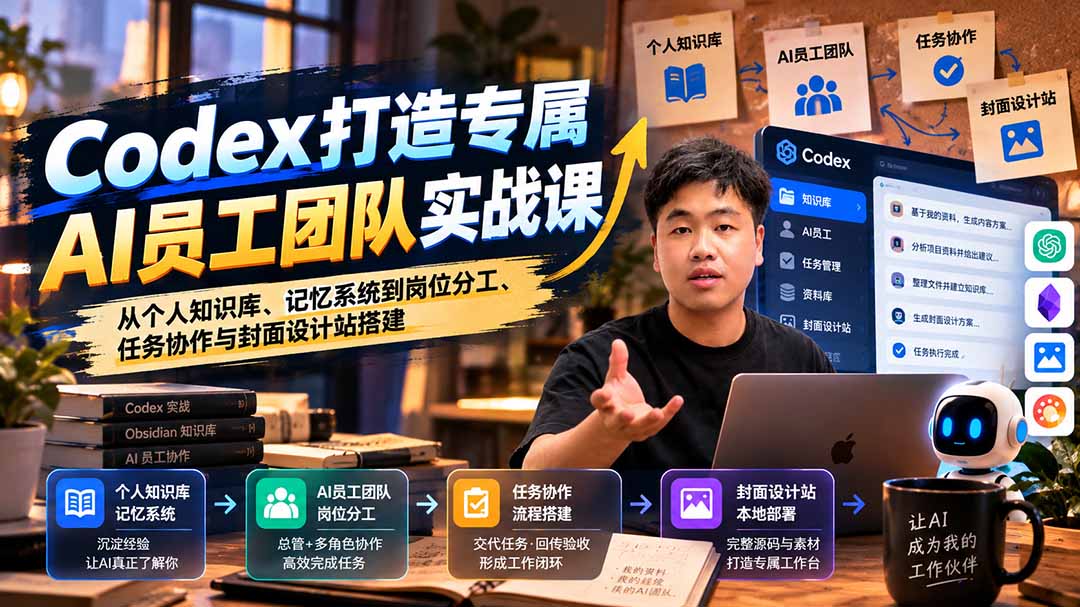 图片[1]-【无水印】Codex打造专属AI员工团队实战课：从个人知识库、记忆系统到岗位分工、任务协作与封面设计站搭建-玻哥网络技术工作室