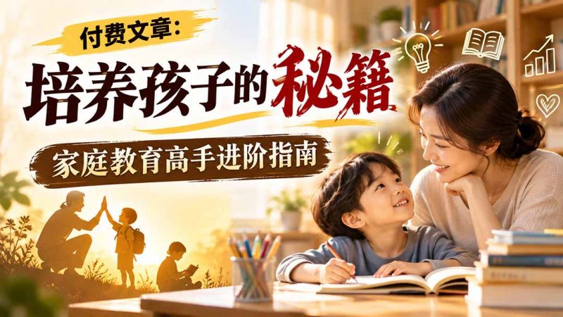 付费文章：培养孩子的秘籍，家庭教育高手进阶指南-玻哥网络技术工作室