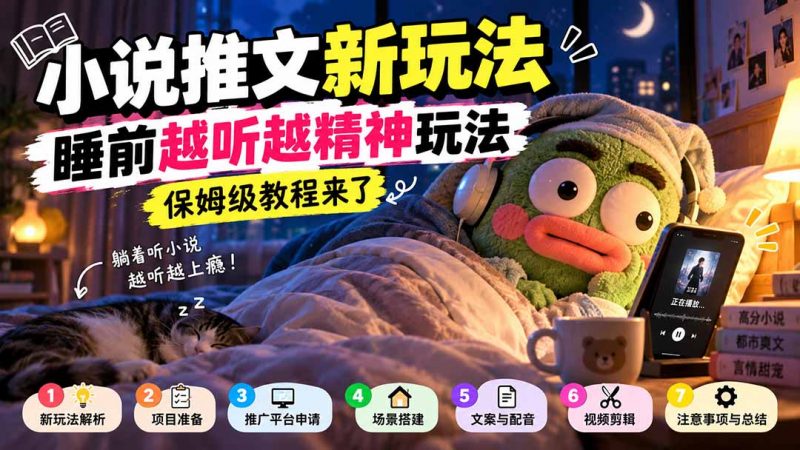 小说推文新玩法，睡前越听越精神玩法，保姆级教程来了-玻哥网络技术工作室