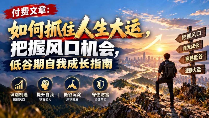 付费文章：如何抓住人生大运，把握风口机会，低谷期自我成长指南-玻哥网络技术工作室