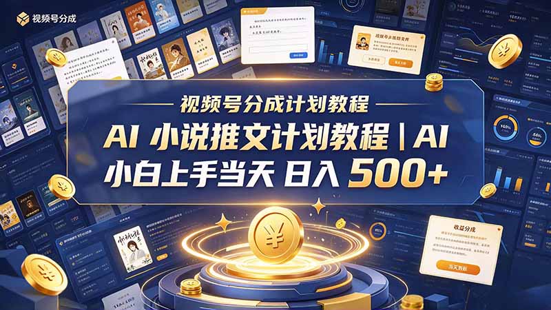 最新视频号分成计划教程|AI 小说推文,小白上手当天日入 500+-玻哥网络技术工作室