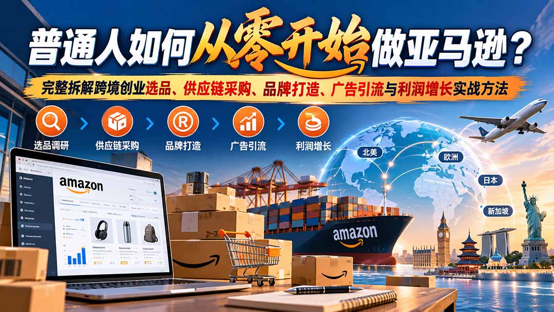 图片[1]-普通人如何从零开始做亚马逊？完整拆解跨境创业选品、供应链采购、品牌打造、广告引流与利润增长实战方法-玻哥网络技术工作室