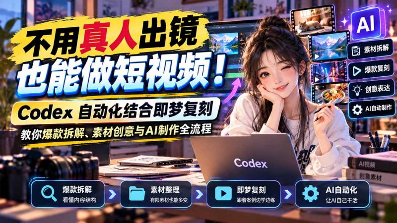 不用真人出镜也能做短视频！Codex自动化结合即梦复刻，教你爆款拆解、素材创意与AI制作全流程-玻哥网络技术工作室